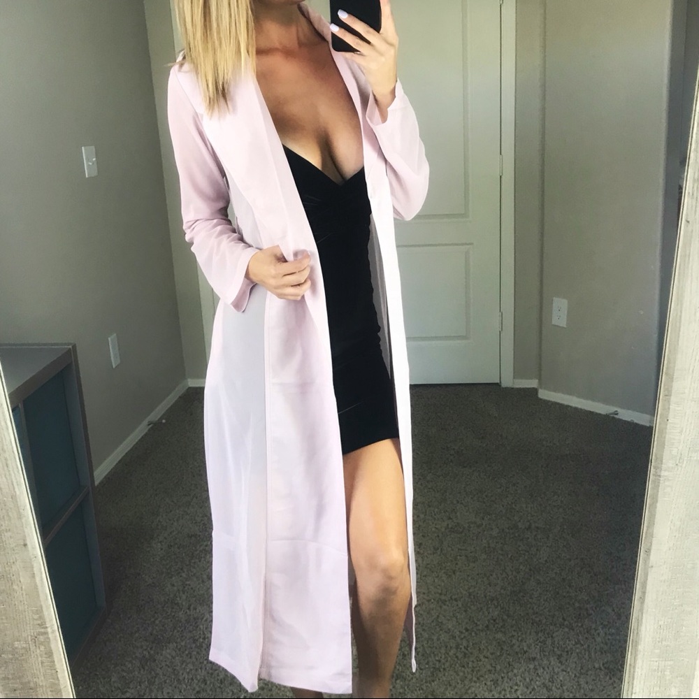 -Blush Sheer Maxi Trench- - Picture 2 of 7